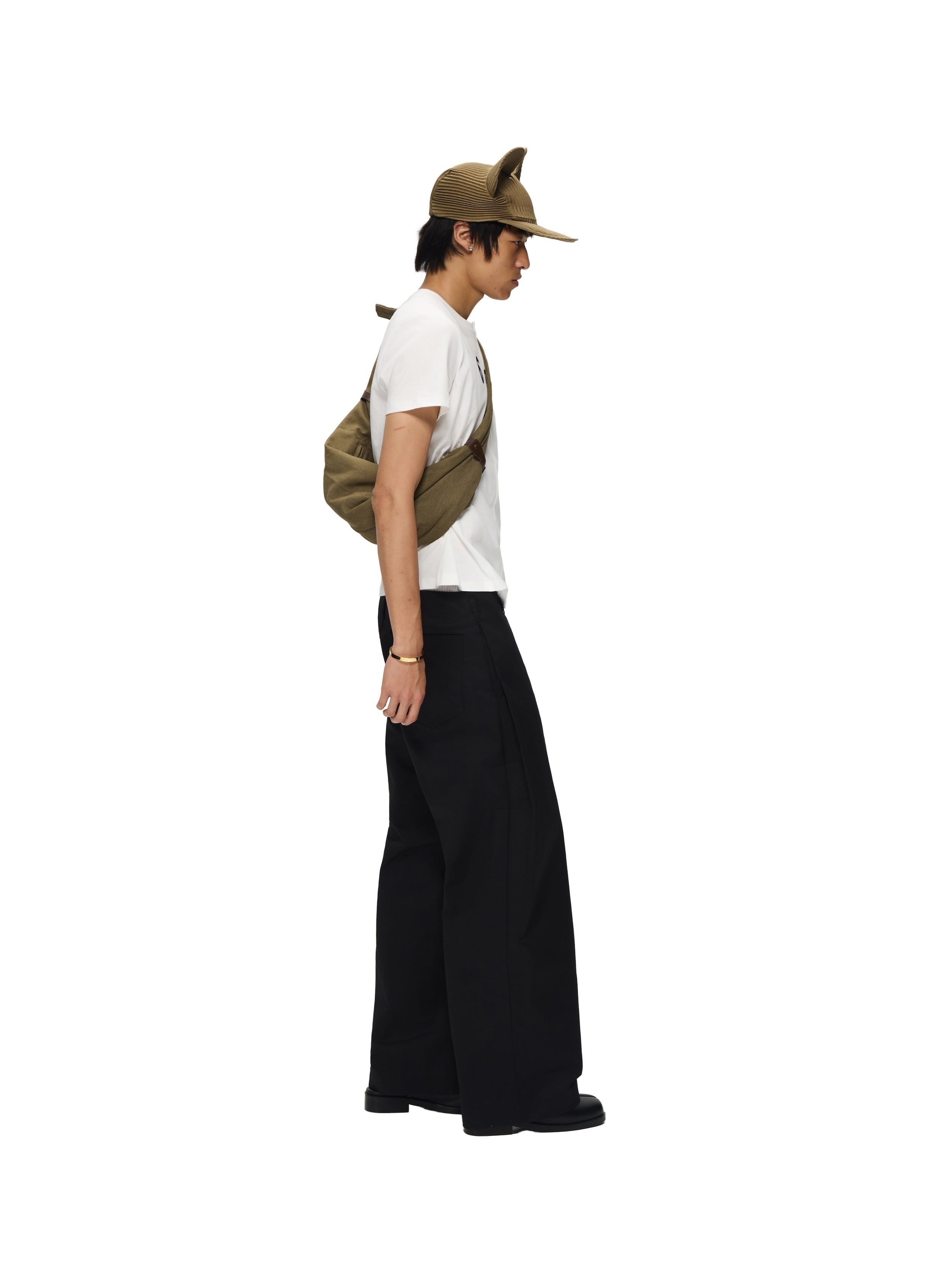 6CRAYON White Box Fit T-Shirt with Offset Spliced Neckline & Classic Flock Print