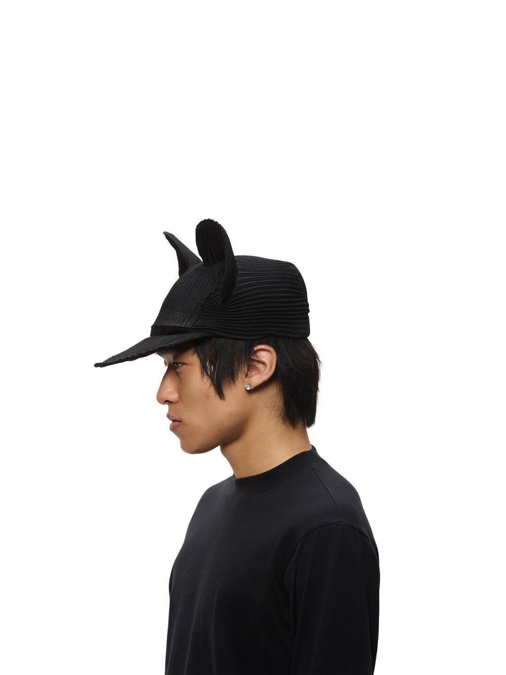 6CRAYON Black Pleated Flat Brim Mickey Cap