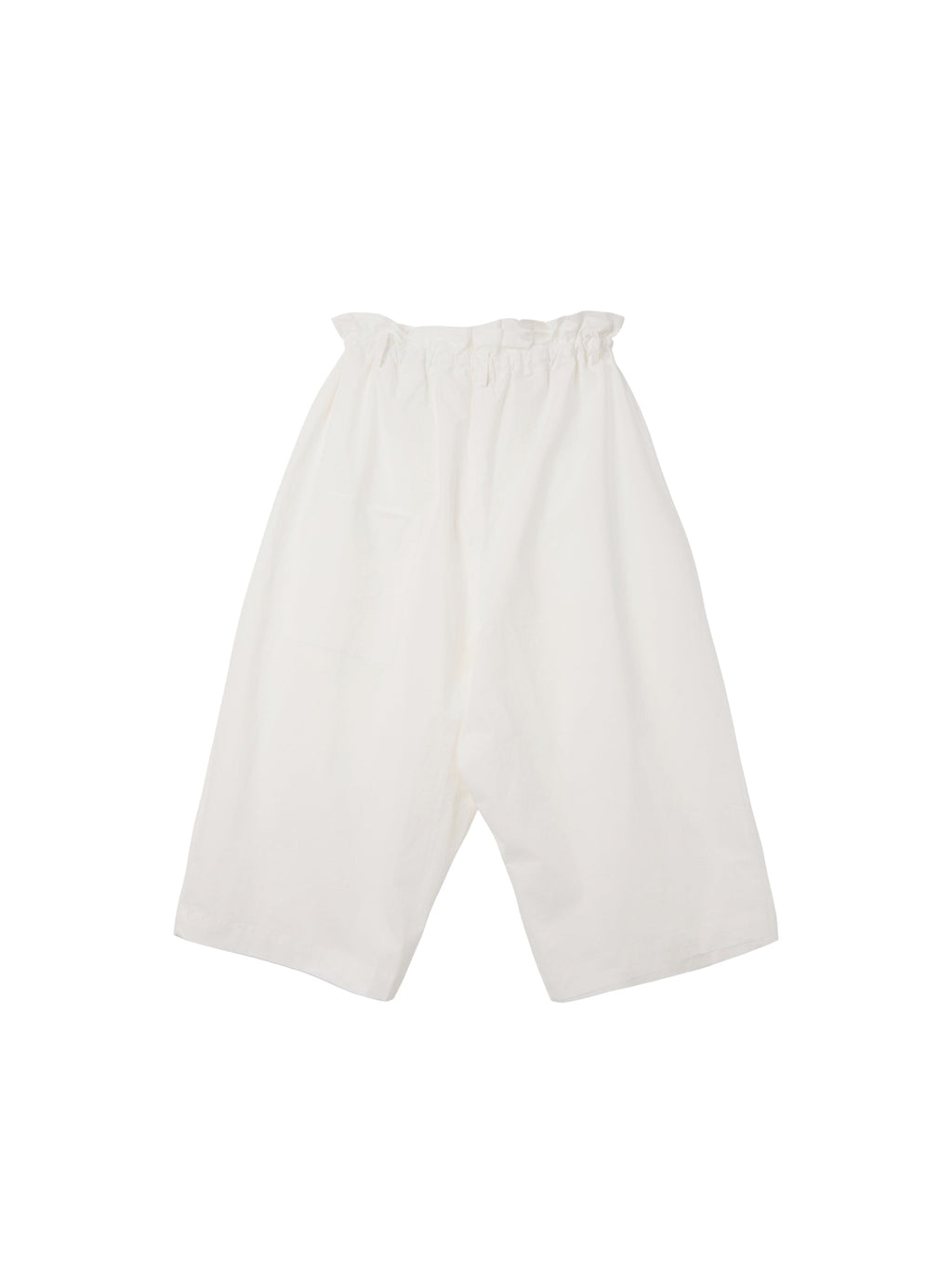 6CRAYON White French Lotus Waist Drawstring Wide Leg Casual Shorts