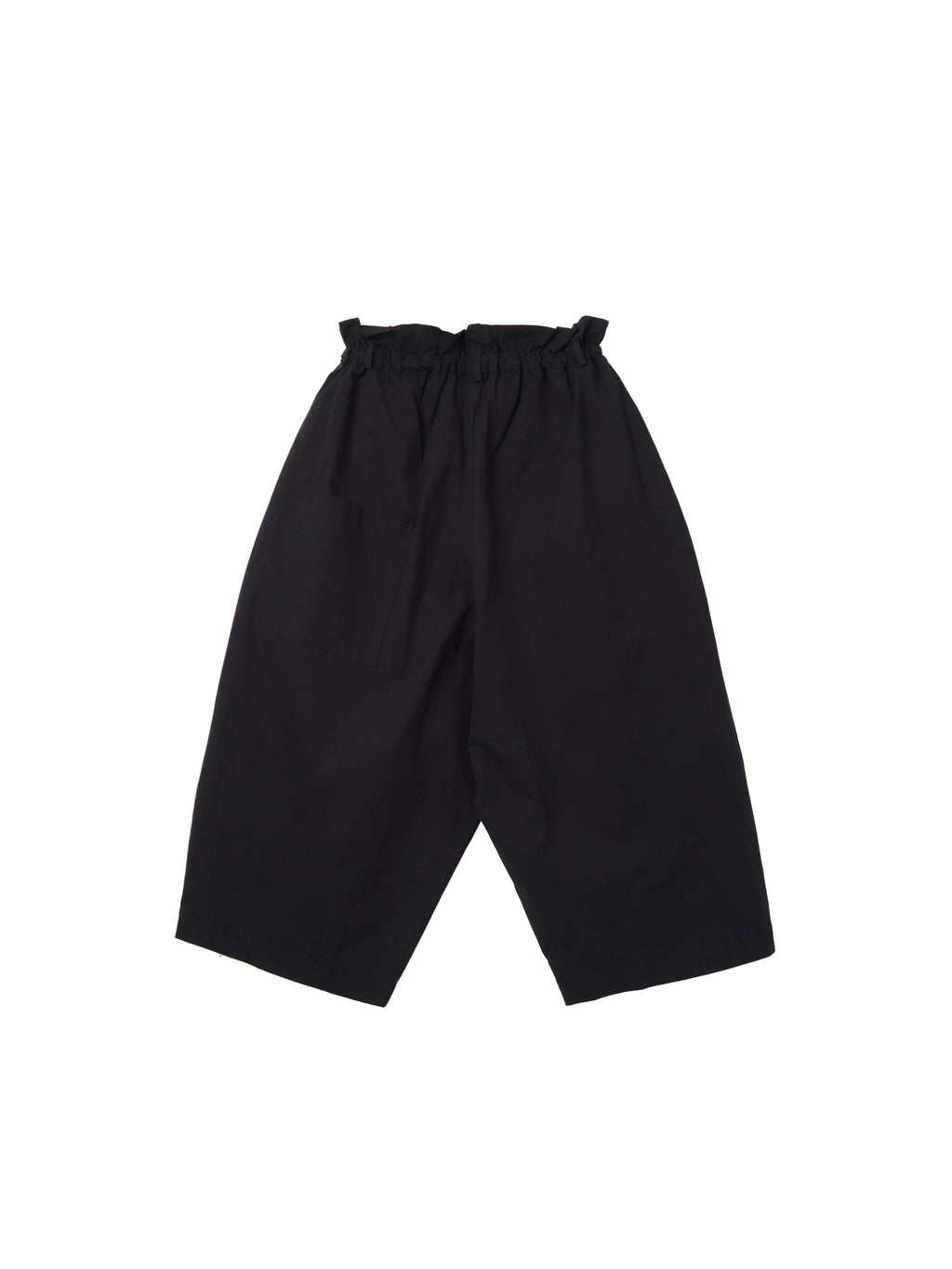 6CRAYON Black French Lotus Waist Drawstring Wide Leg Casual Shorts