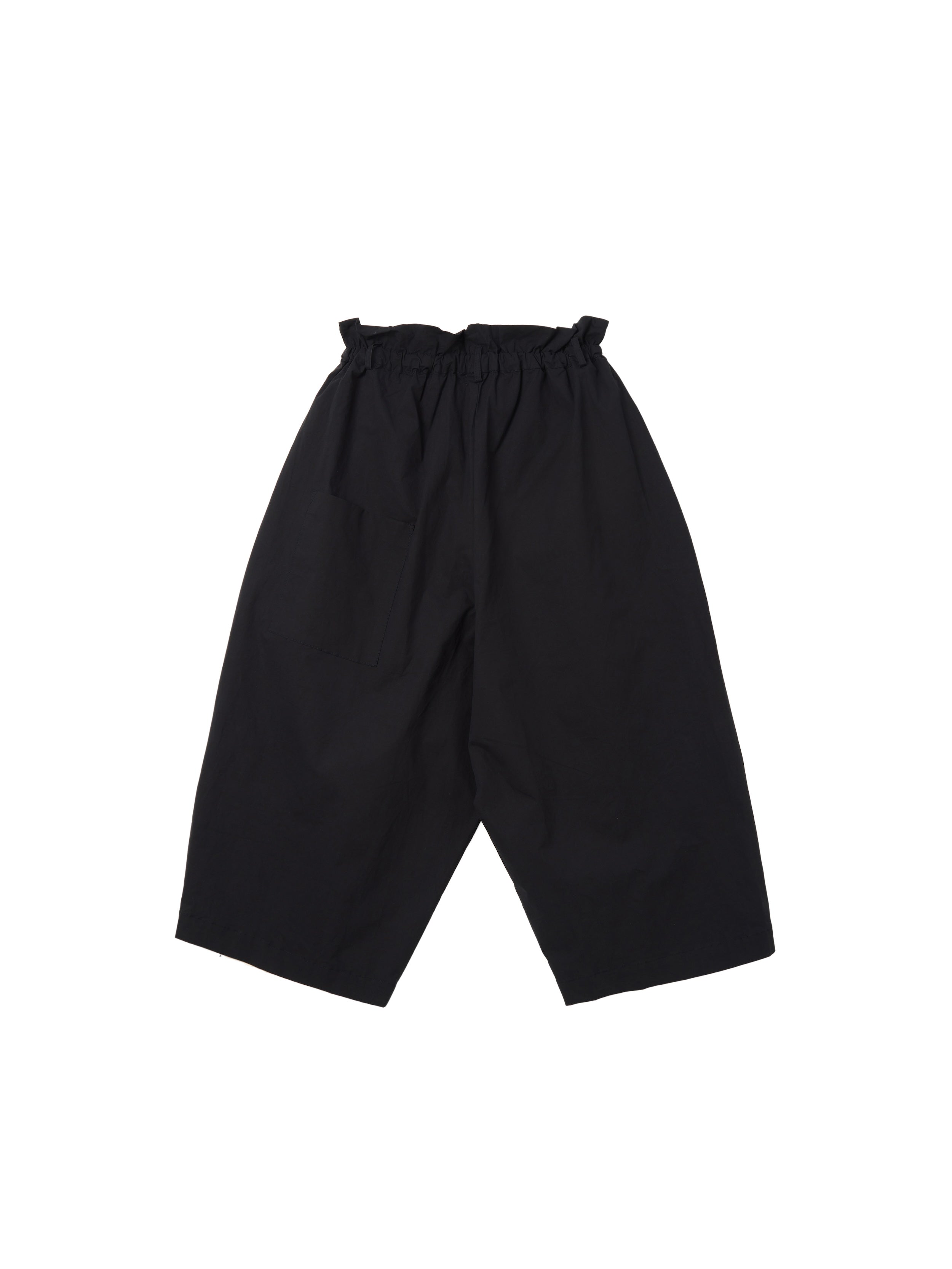 6CRAYON Black French Lotus Waist Drawstring Wide Leg Casual Shorts