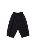 6CRAYON Black French Lotus Waist Drawstring Wide Leg Casual Shorts