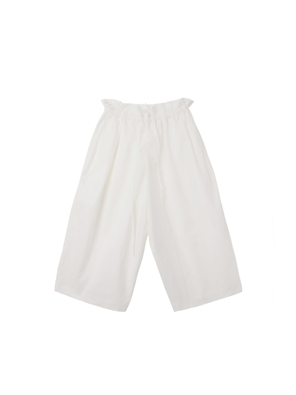 6CRAYON White French Lotus Waist Drawstring Wide Leg Casual Shorts