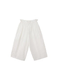 6CRAYON White French Lotus Waist Drawstring Wide Leg Casual Shorts