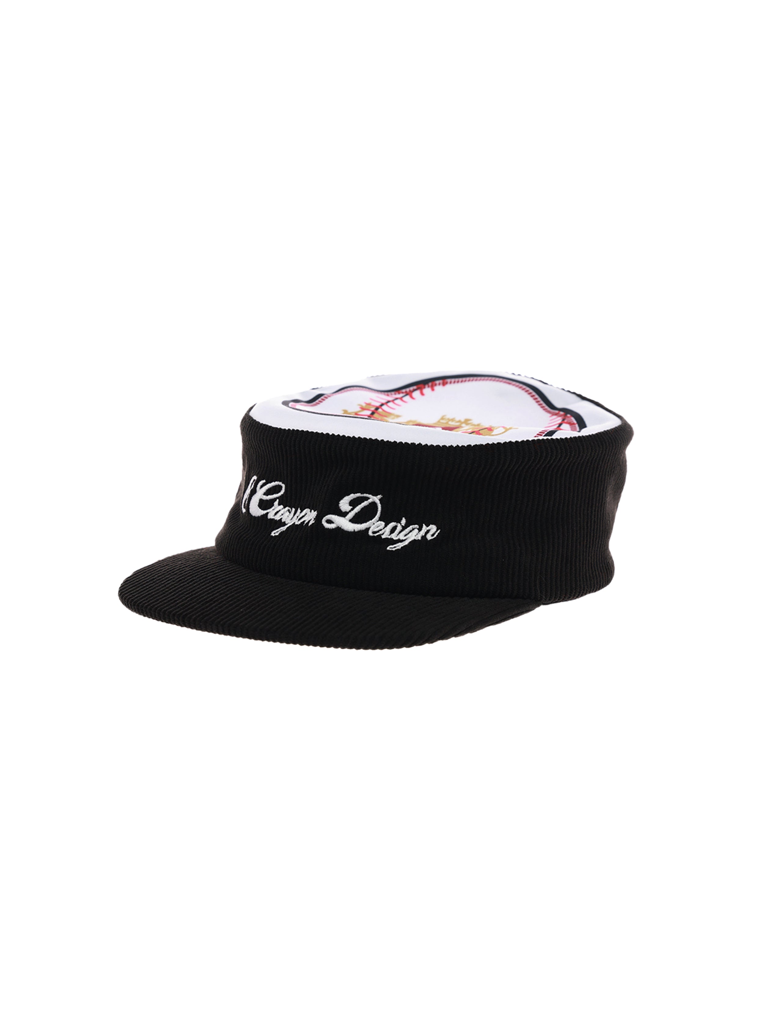 6CRAYON Flat Top Embroidered Corduroy Patchwork Baseball Cap