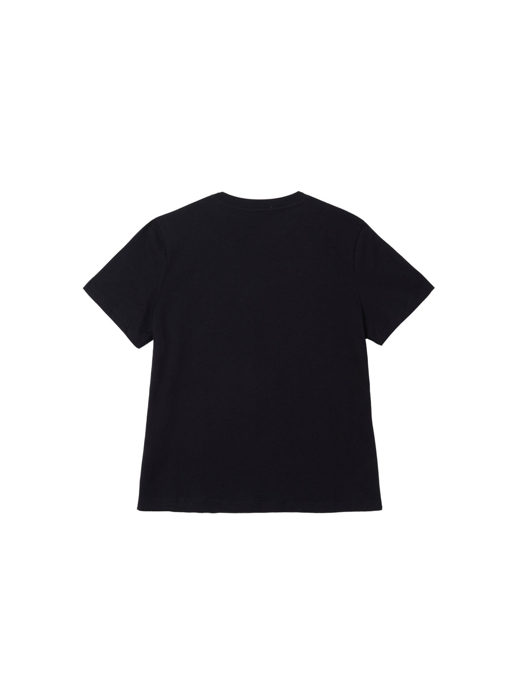 6CRAYON Black Box Fit T-Shirt with Offset Spliced Neckline & Classic Flock Print