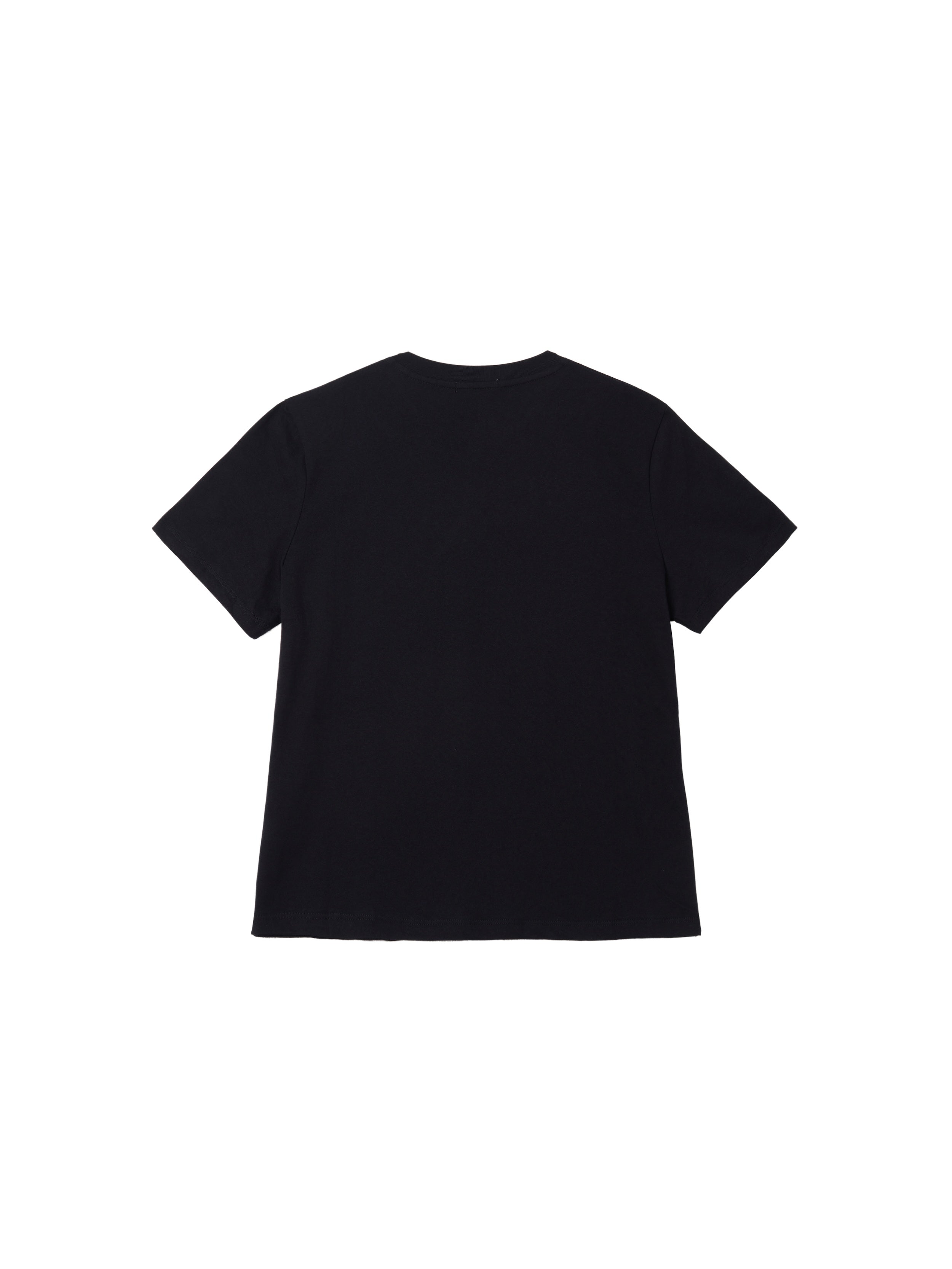 6CRAYON Black Box Fit T-Shirt with Offset Spliced Neckline & Classic Flock Print