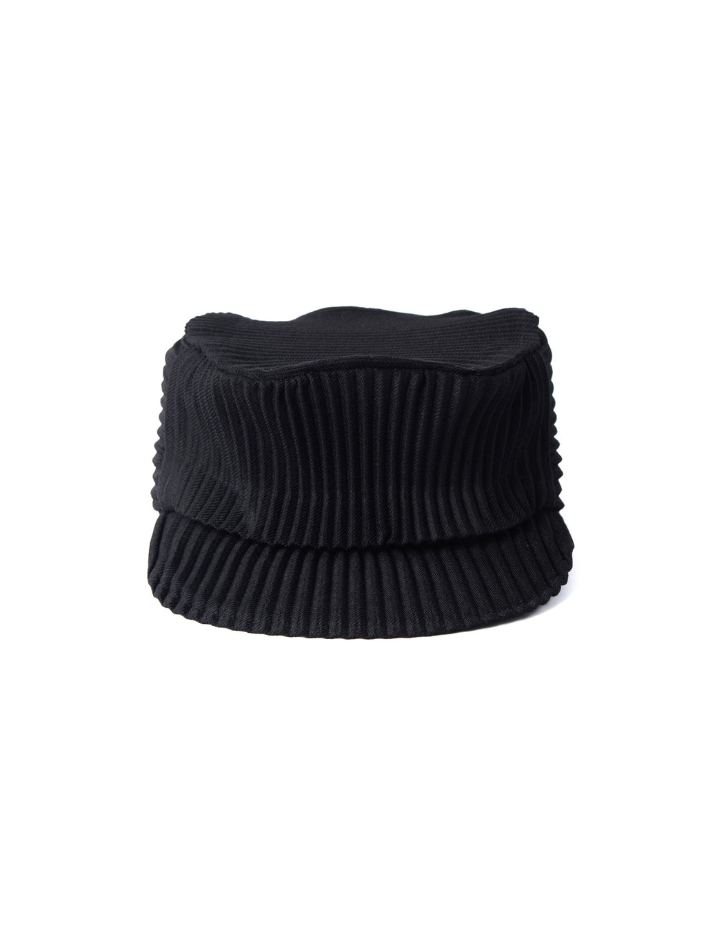 6CRAYON Black Pleated Flat Top Stretch Baseball Cap