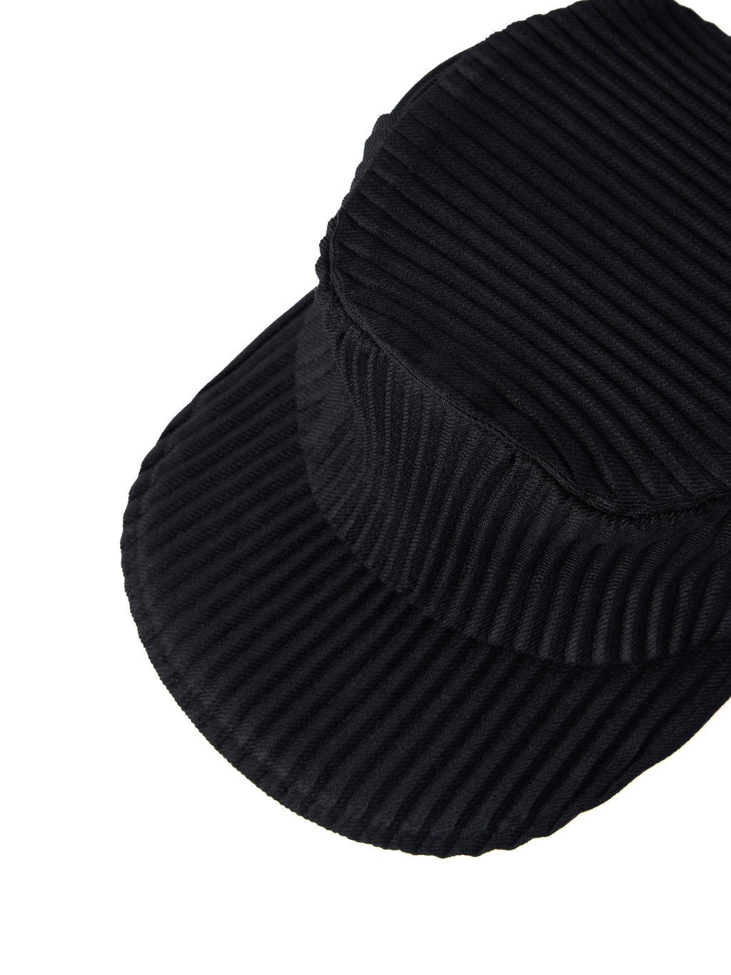 6CRAYON Black Pleated Flat Top Stretch Baseball Cap