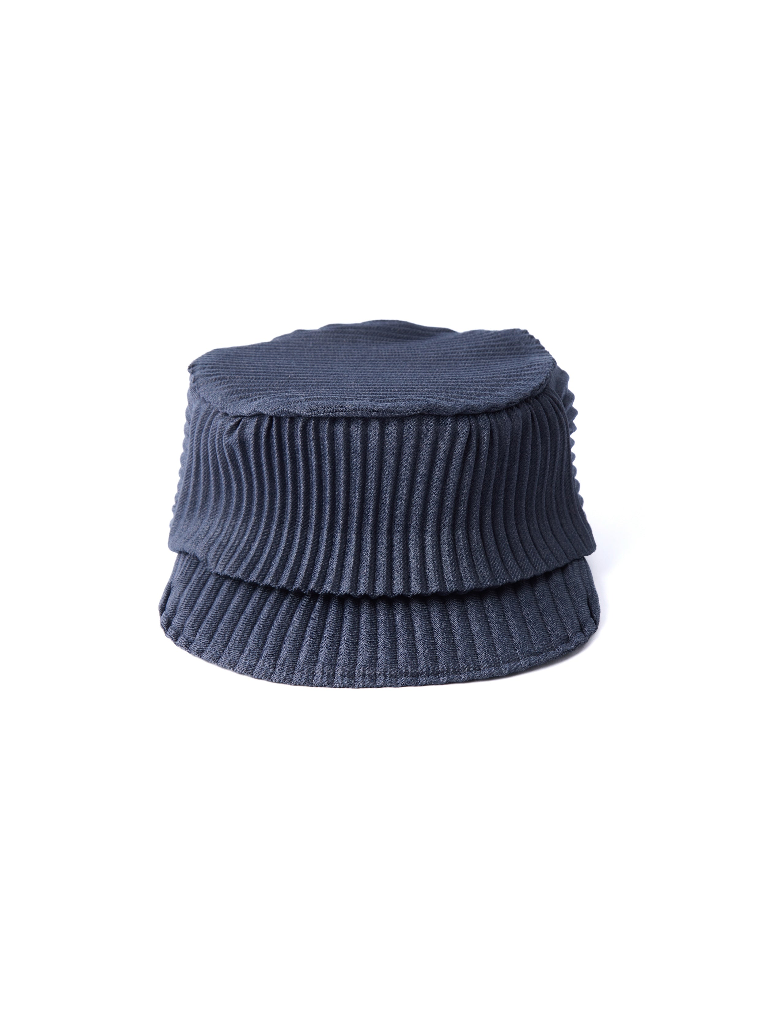 6CRAYON Denim Blue Pleated Flat Top Stretch Baseball Cap