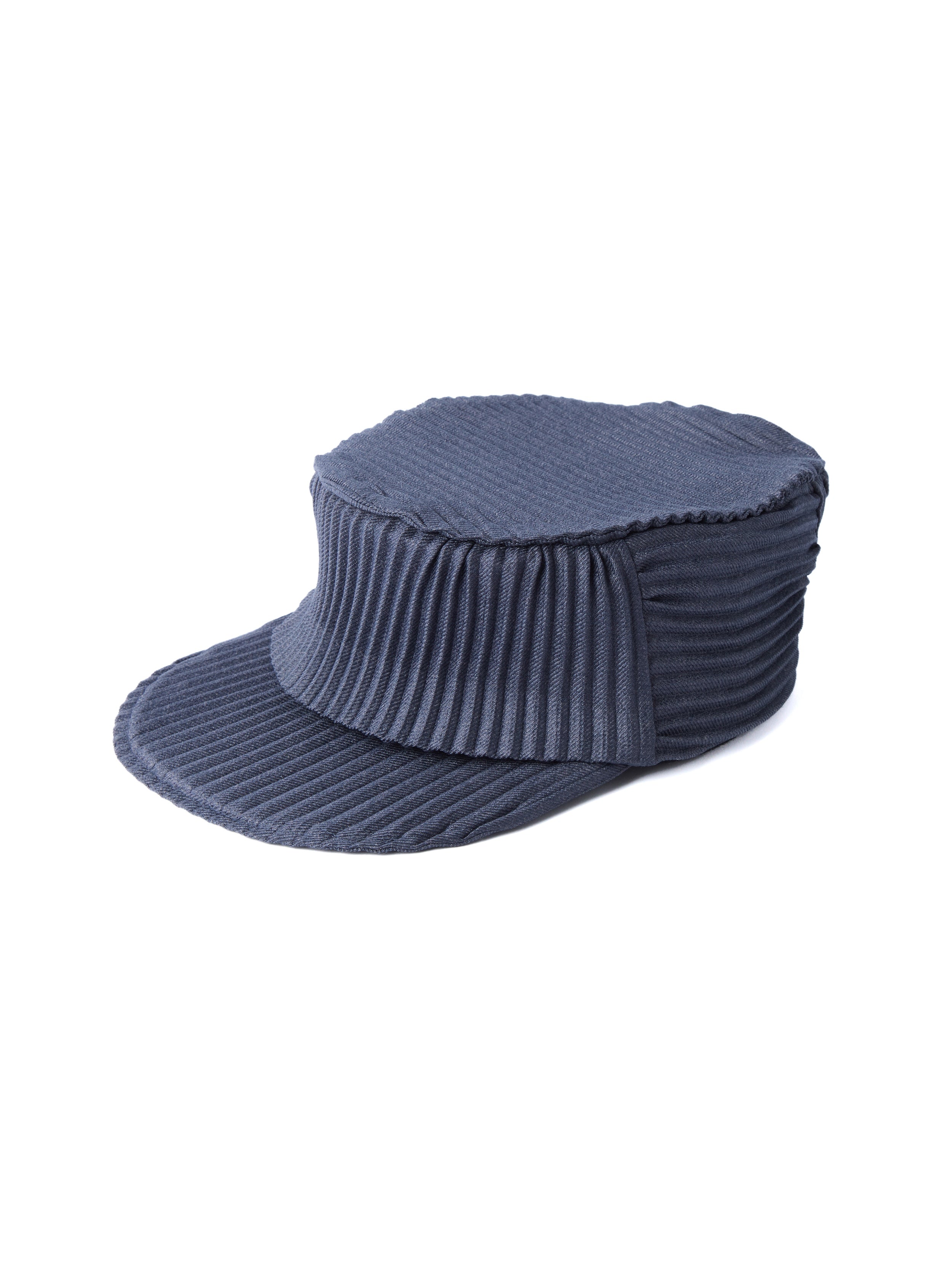 6CRAYON Denim Blue Pleated Flat Top Stretch Baseball Cap