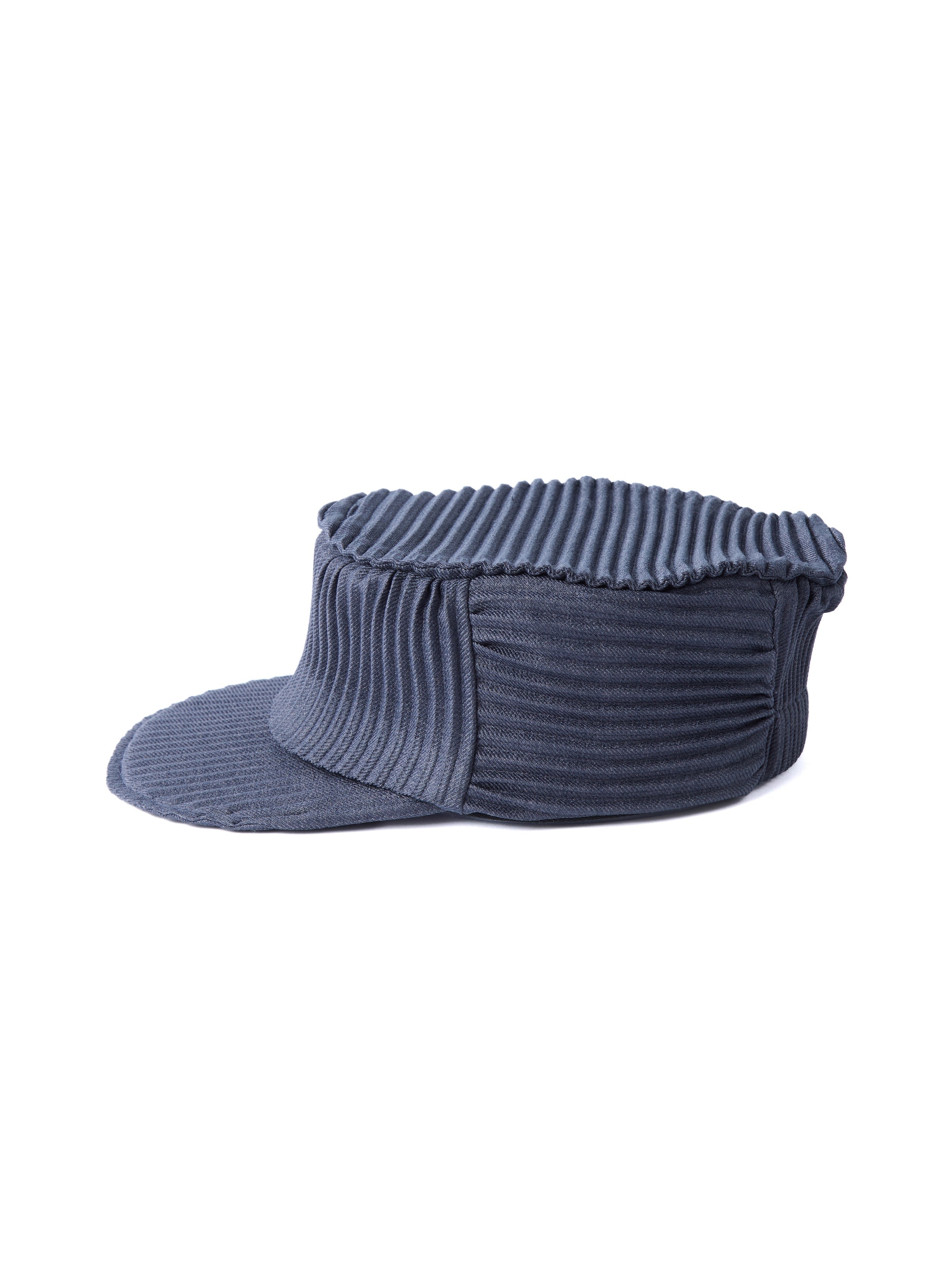6CRAYON Denim Blue Pleated Flat Top Stretch Baseball Cap