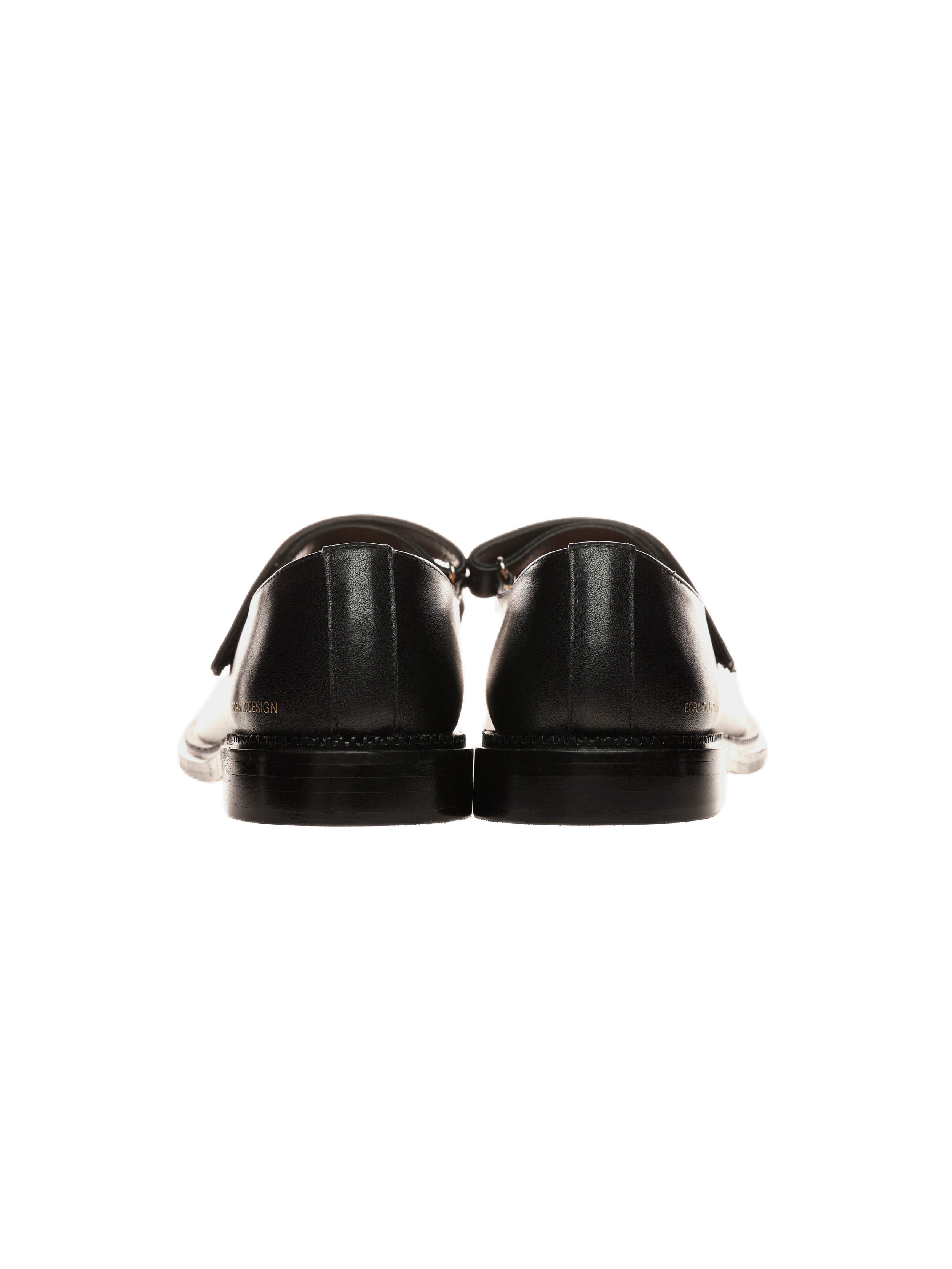 6CRAYON Unisex Black Full-Grain Leather Mary Janes