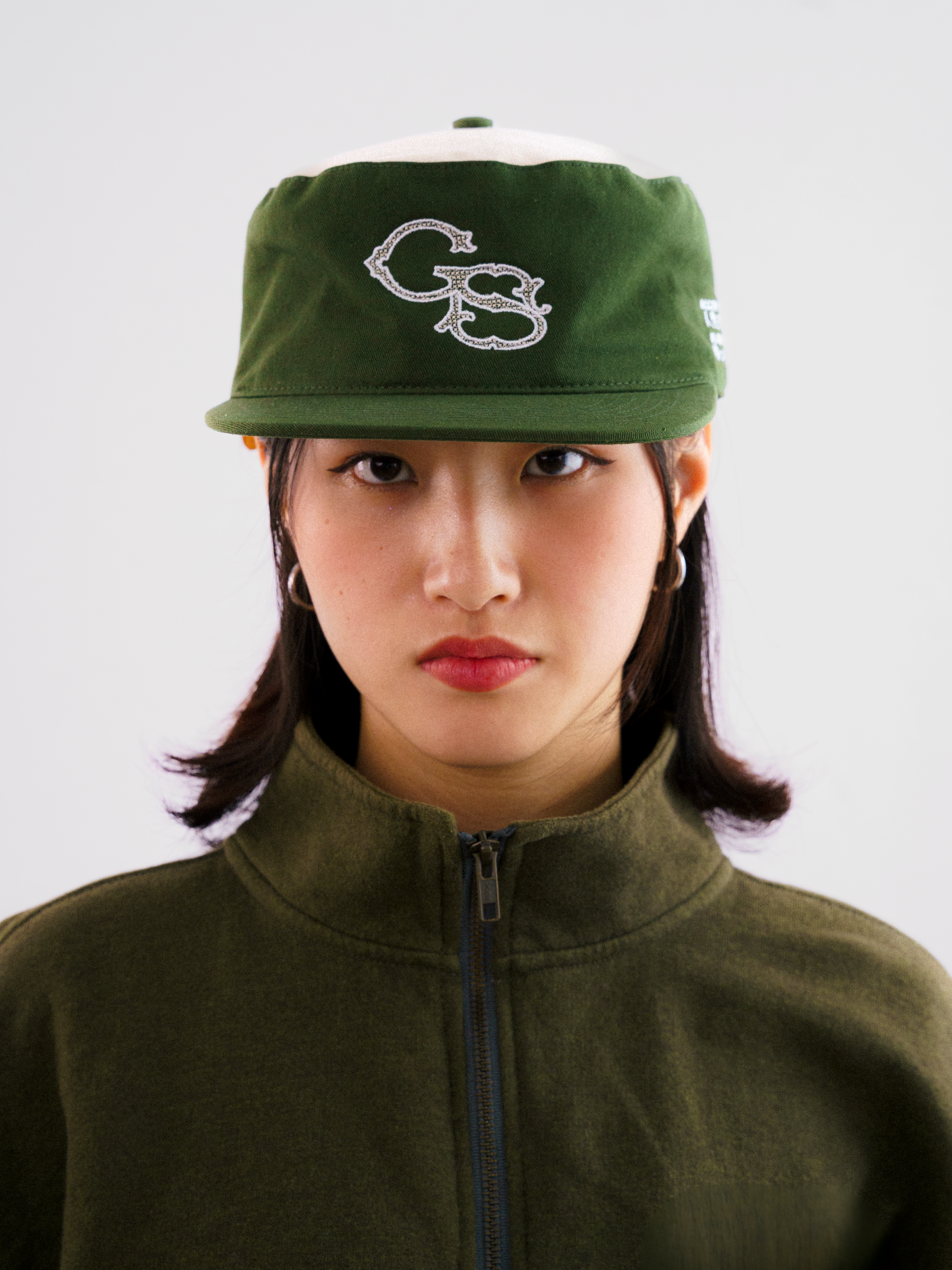 Goers Studio Signature Pillbox Cap in Moss & Beige