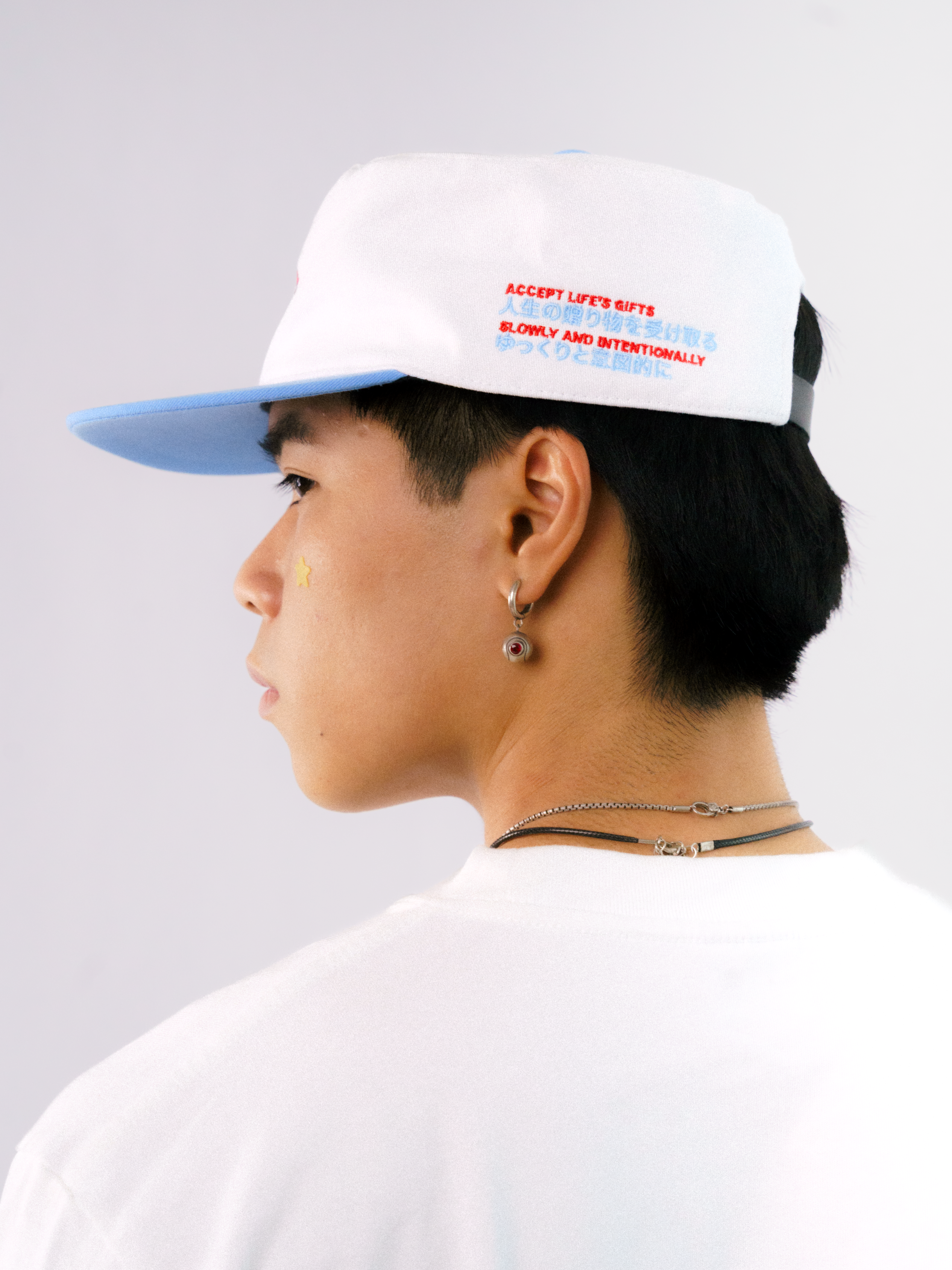 Goers Studio Signature Pillbox Cap in Blue & White
