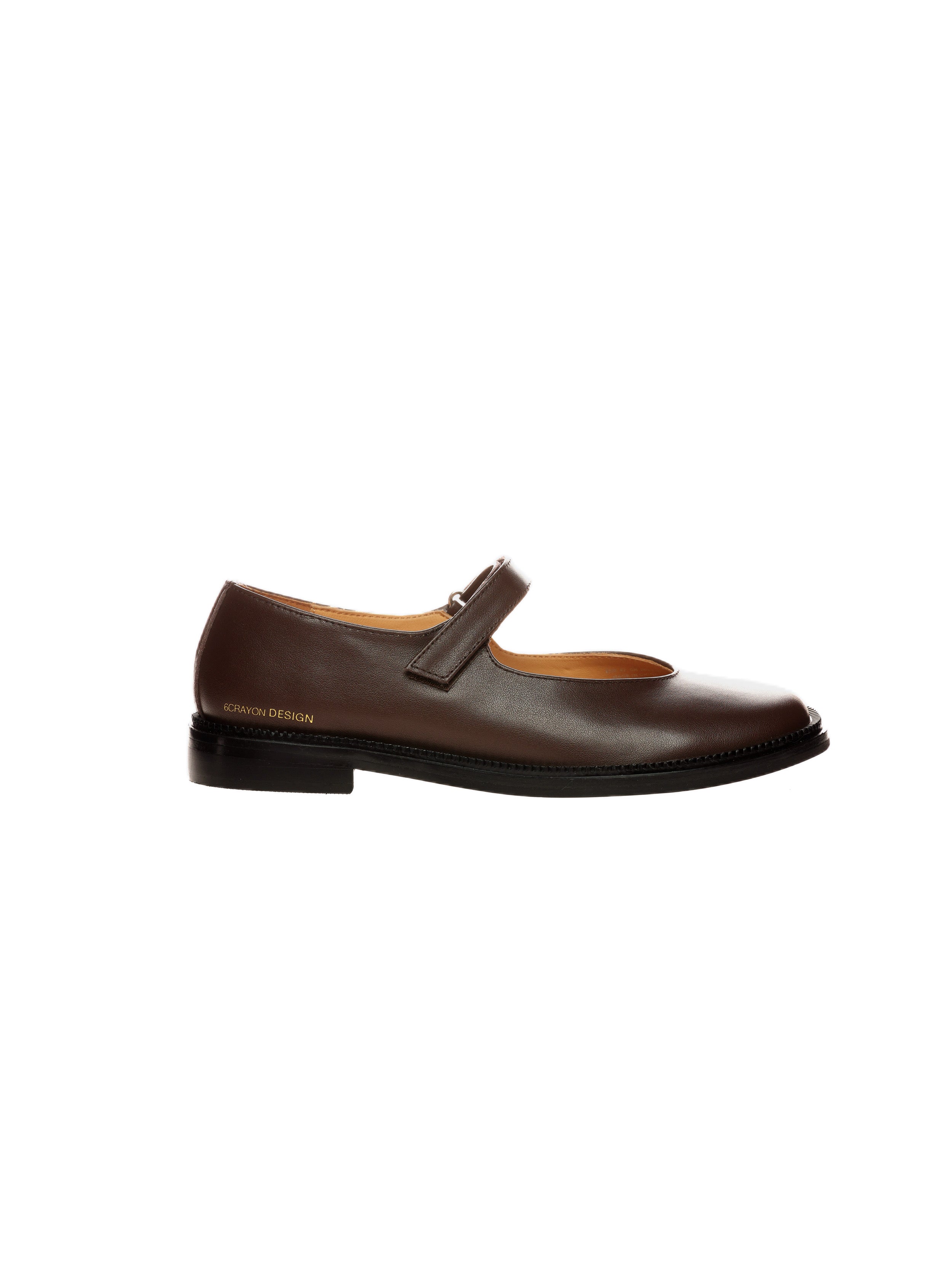6CRAYON Unisex Brown  Full-Grain Leather Mary Janes