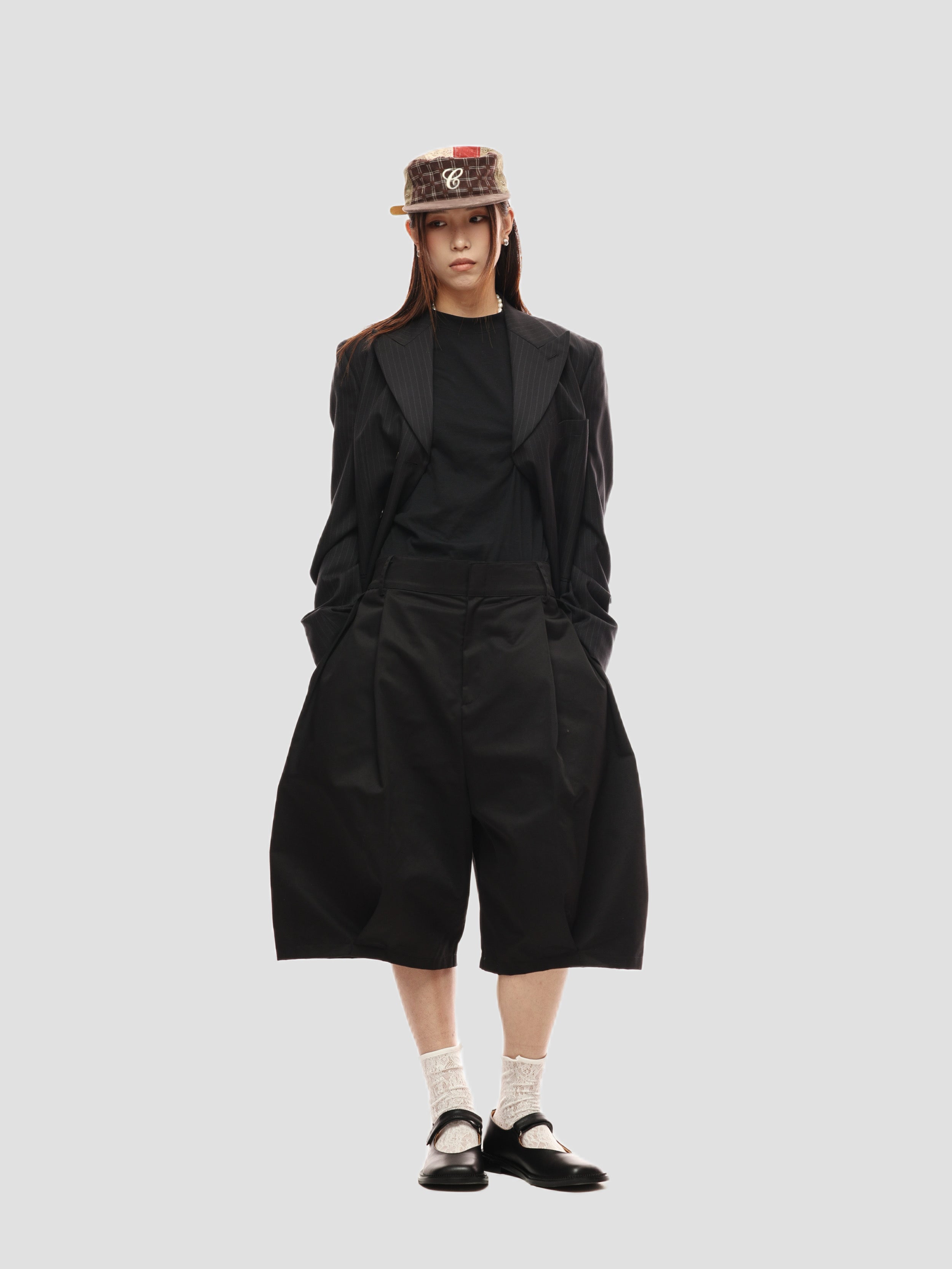 6CRAYON Elastic Waist Wide-Leg Shorts 2.0 – Double Pleated & Loose Fit with Coating