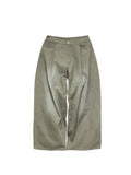 6CRAYON  washed green retro herringane washed wide-leg trousers