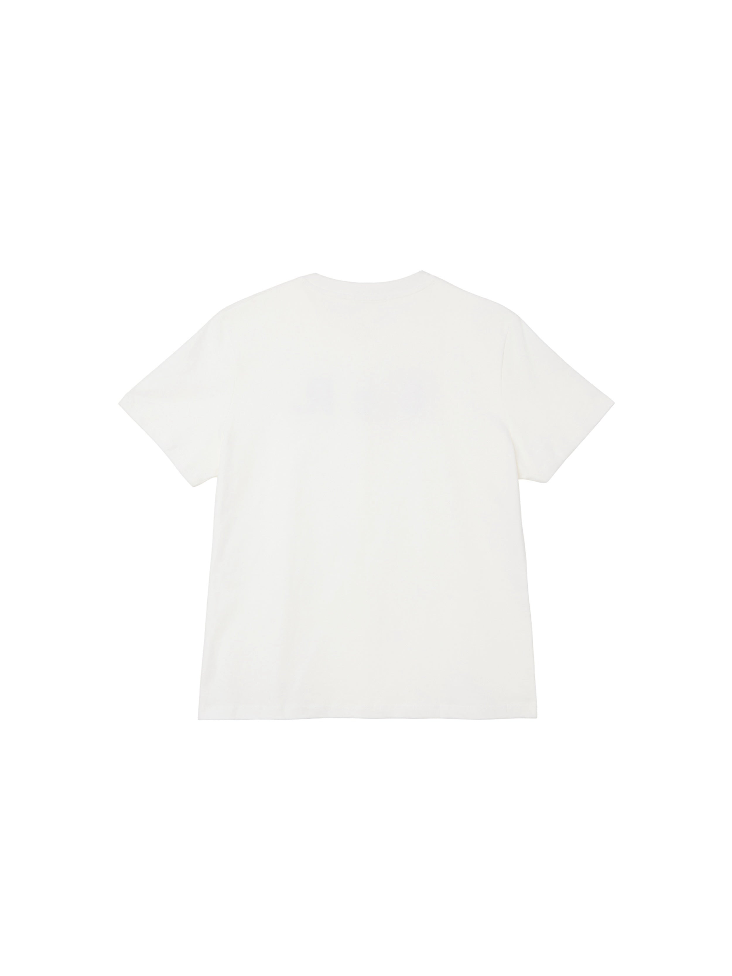 6CRAYON White Box Fit T-Shirt with Offset Spliced Neckline & Classic Flock Print