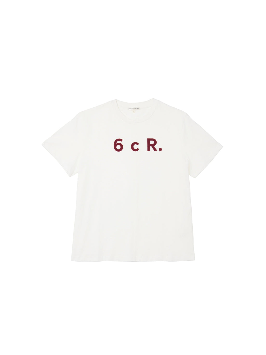 6CRAYON  White Box Fit T-Shirt with Offset Spliced Neckline & Classic Flock Print