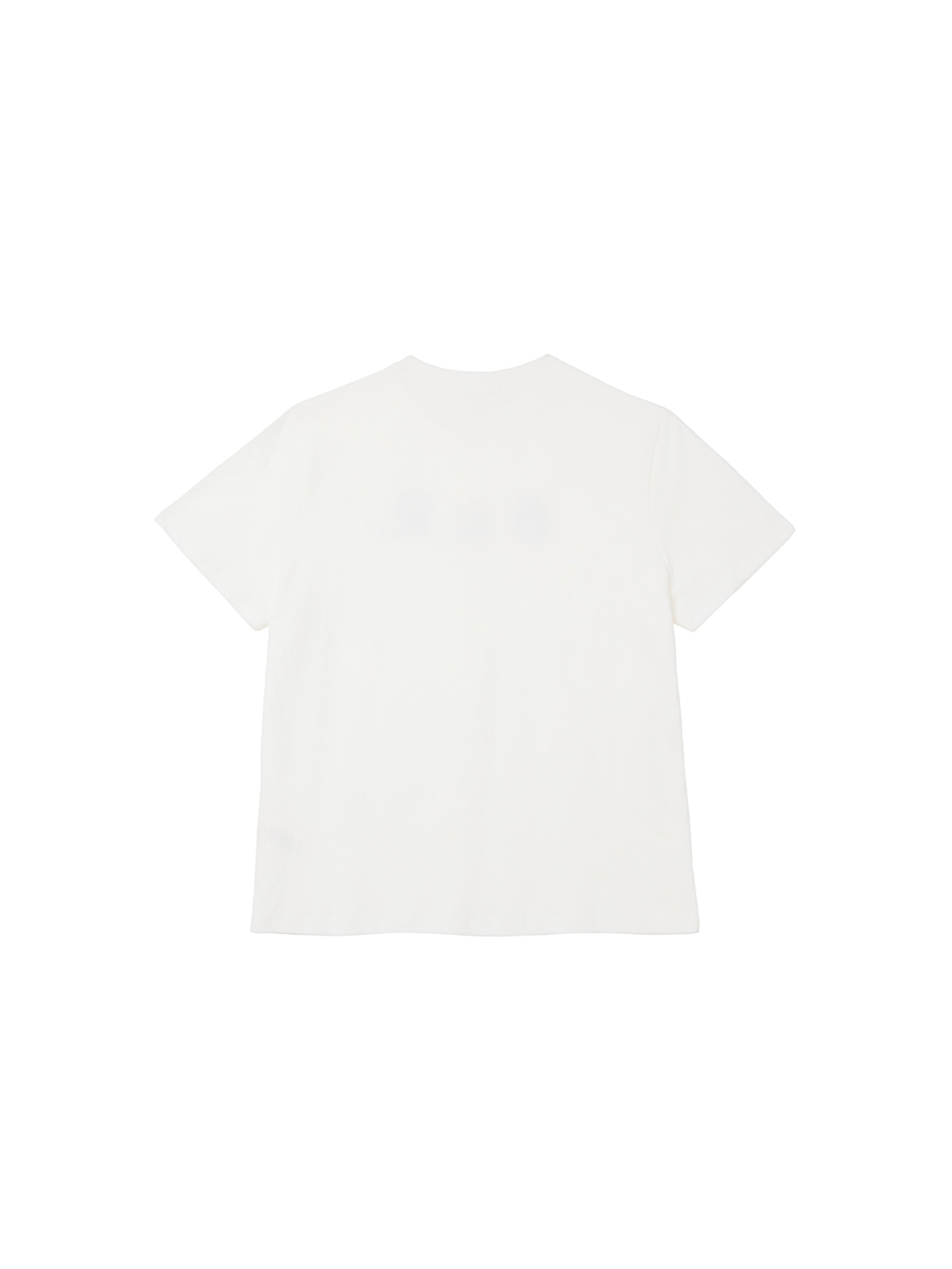 6CRAYON  White Box Fit T-Shirt with Offset Spliced Neckline & Classic Flock Print