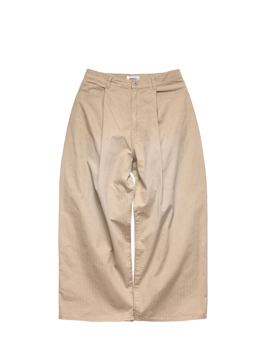 6CRAYON Khaki Classic Herringbone Washed Wide-Leg Trousers