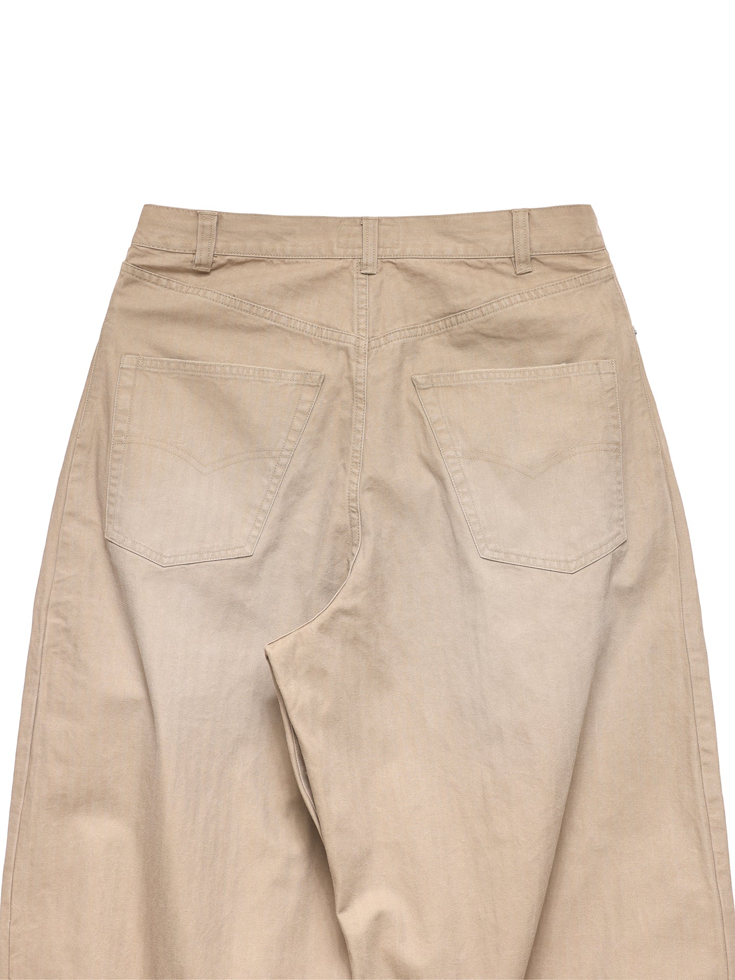 6CRAYON Khaki Classic Herringbone Washed Wide-Leg Trousers