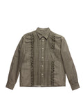 6CRAYON Retro Military Green Plaid Cotton Peplum Blouse