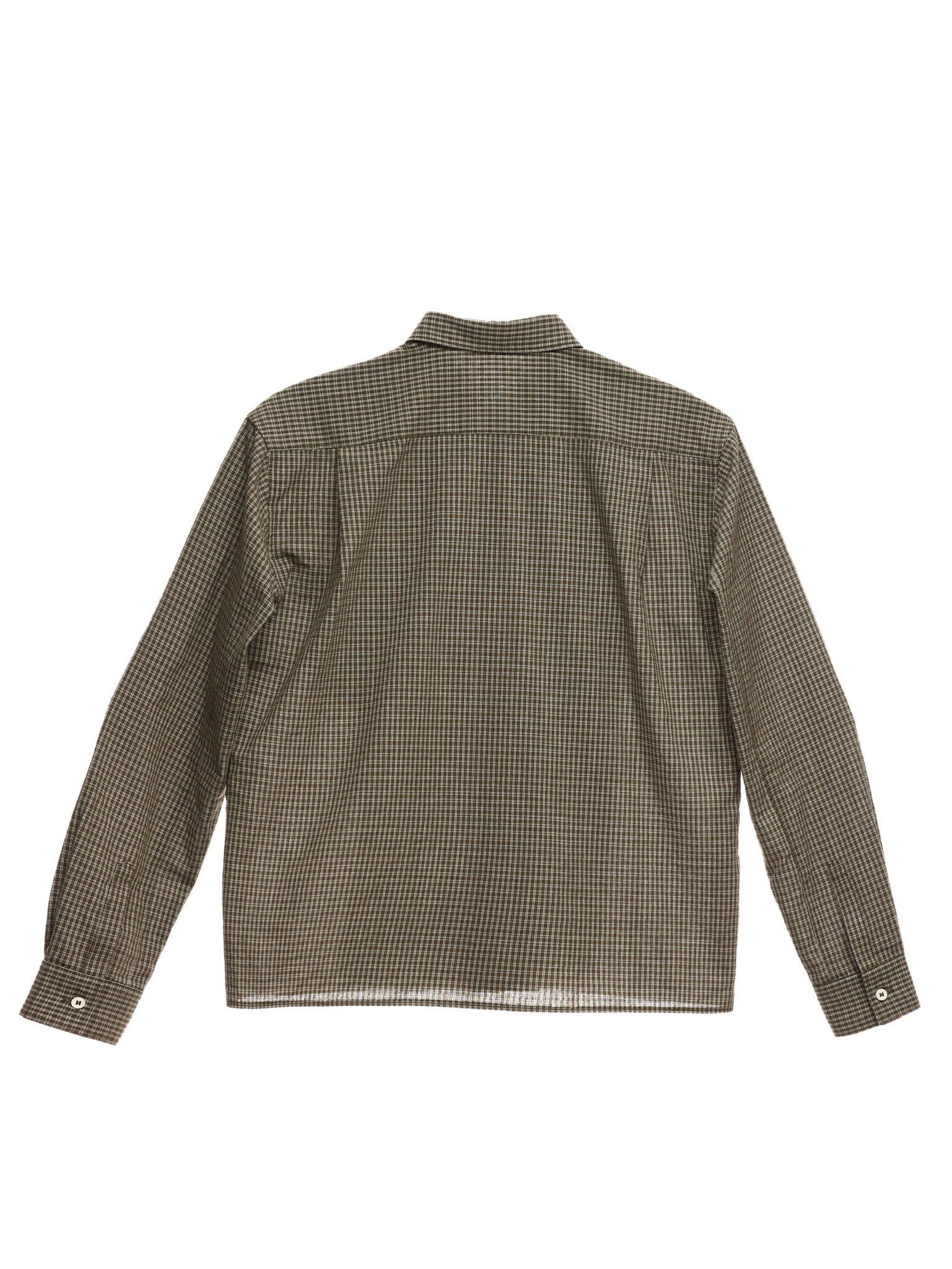 6CRAYON Retro Military Green Plaid Cotton Peplum Blouse