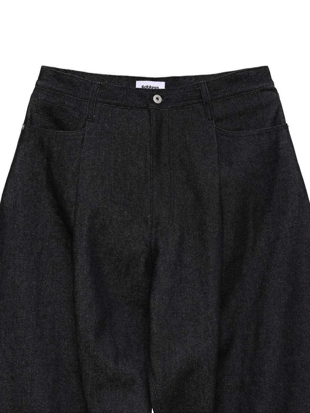 6CRAYON 11.3oz Black Non-Fade Wide-Leg Baggy Denim Pants
