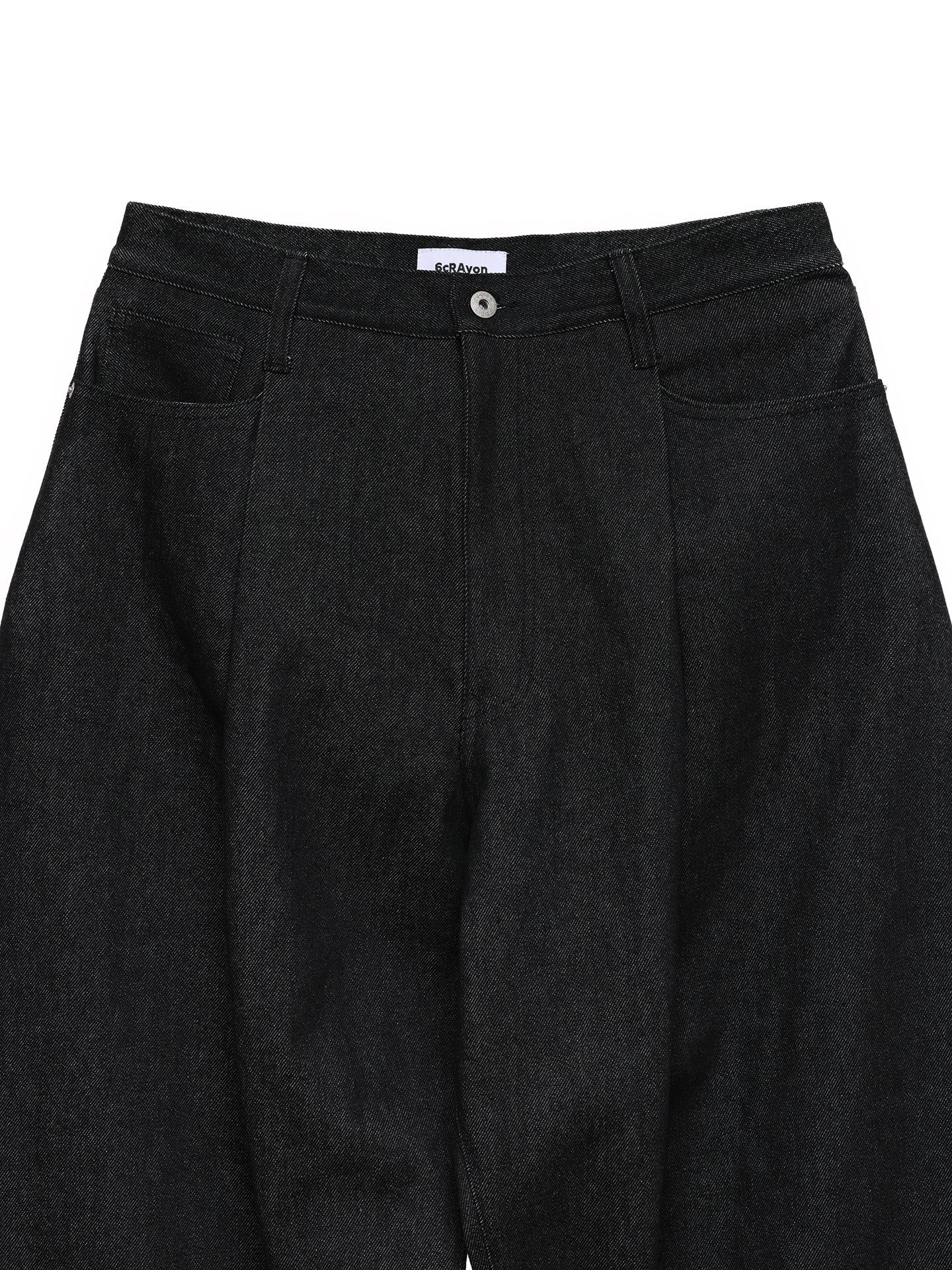 6CRAYON 11.3oz Black Non-Fade Wide-Leg Baggy Denim Pants