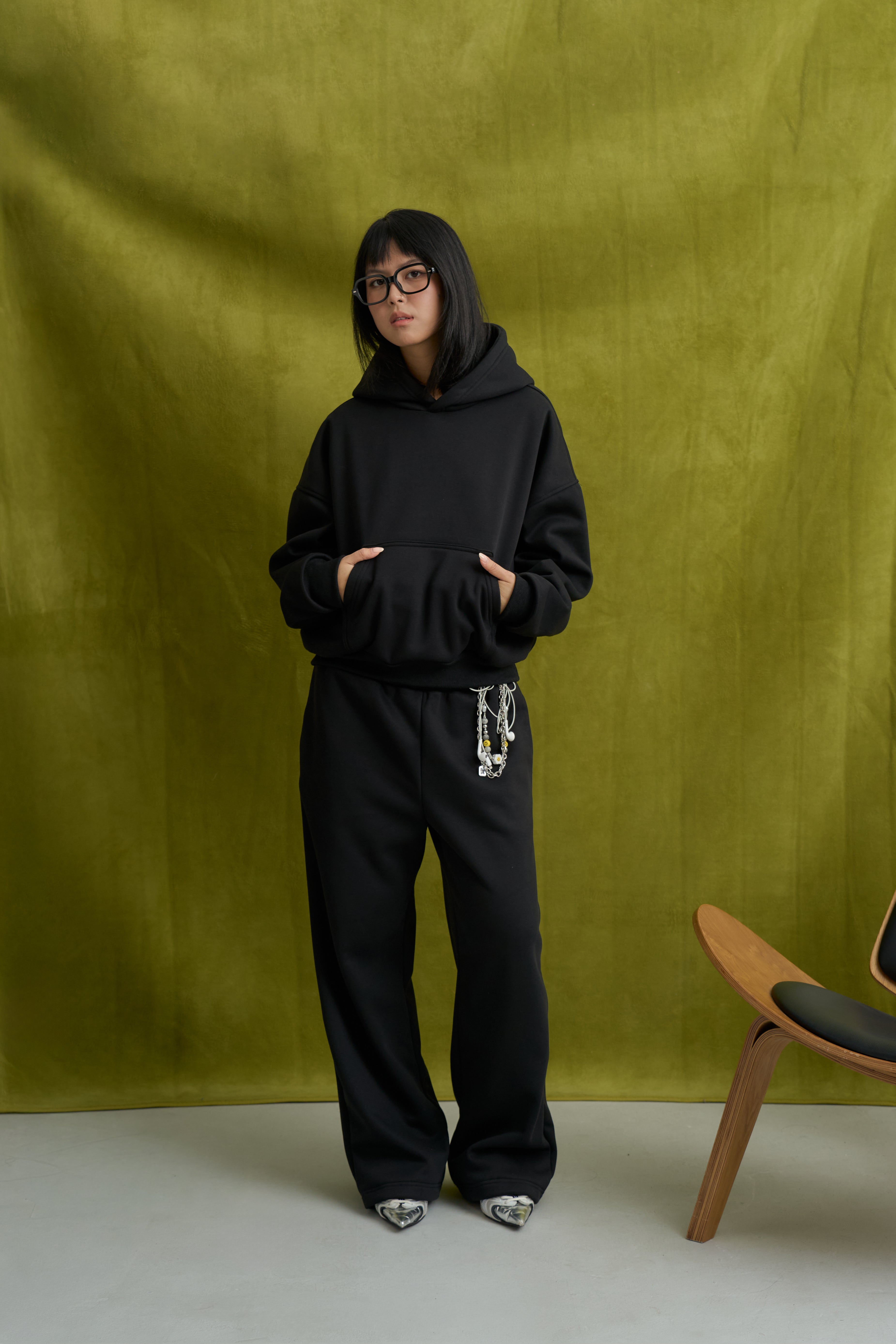 Goers Studio Capsule Boxy Hoodie in Black