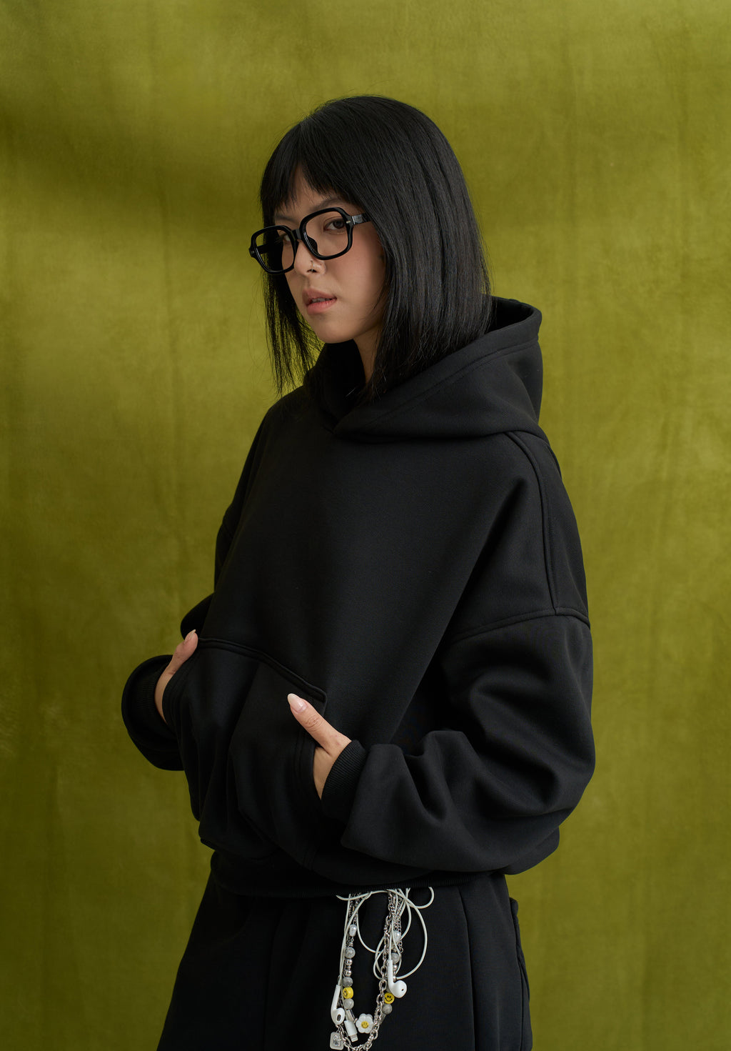 Goers Studio Capsule Boxy Hoodie in Black