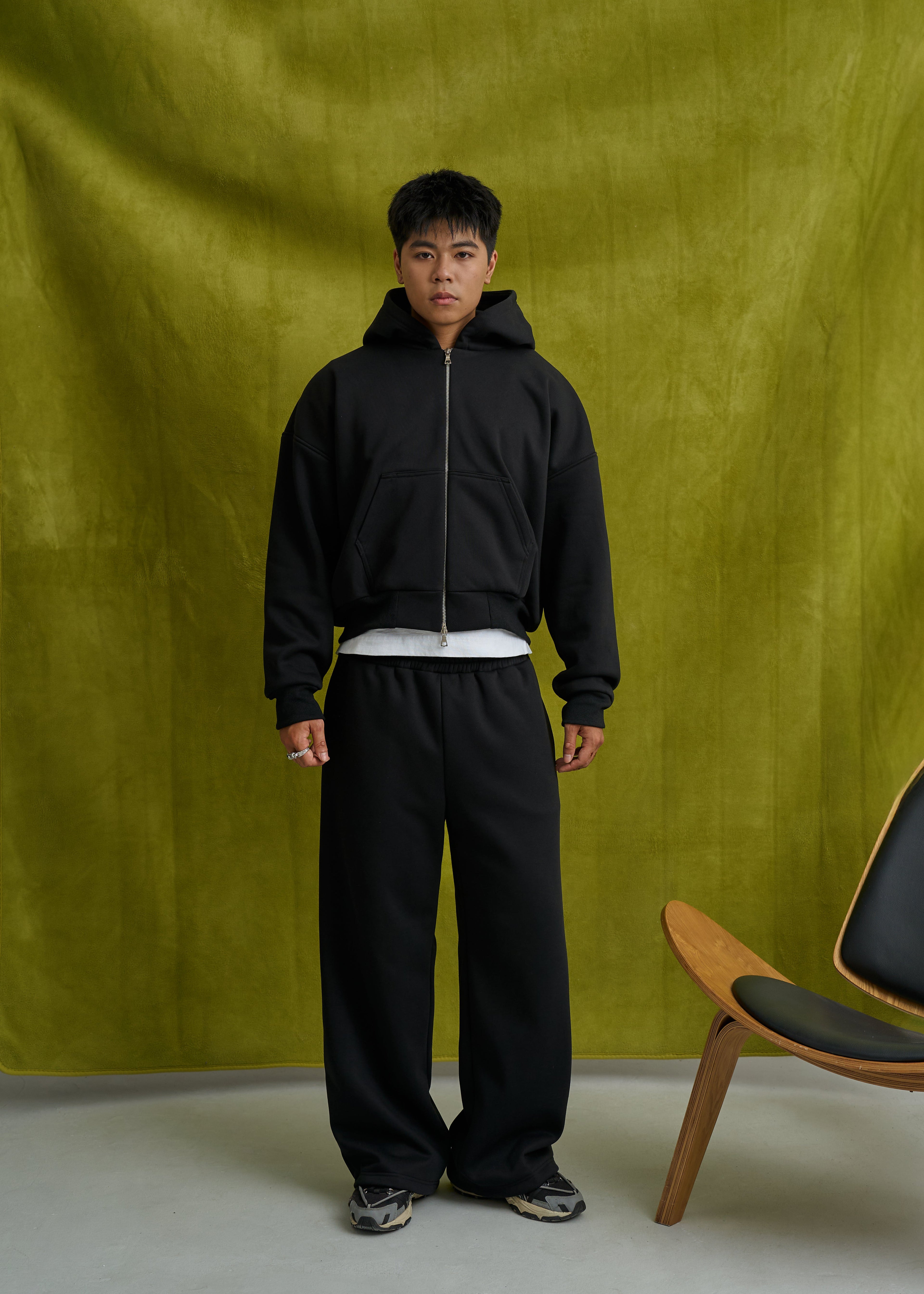 Goers Studio Capsule Double-Zipped Hoodie in Black