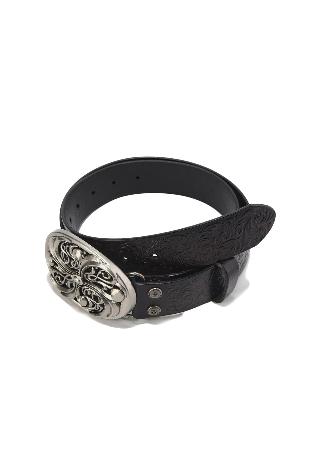DND4DES Chrome Acanthus Carved Leather Belt