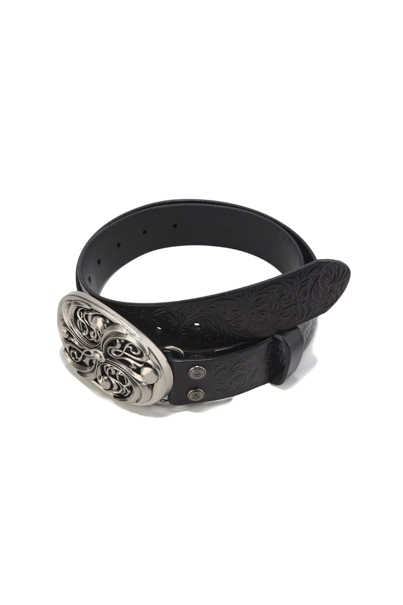 DND4DES Chrome Acanthus Carved Leather Belt