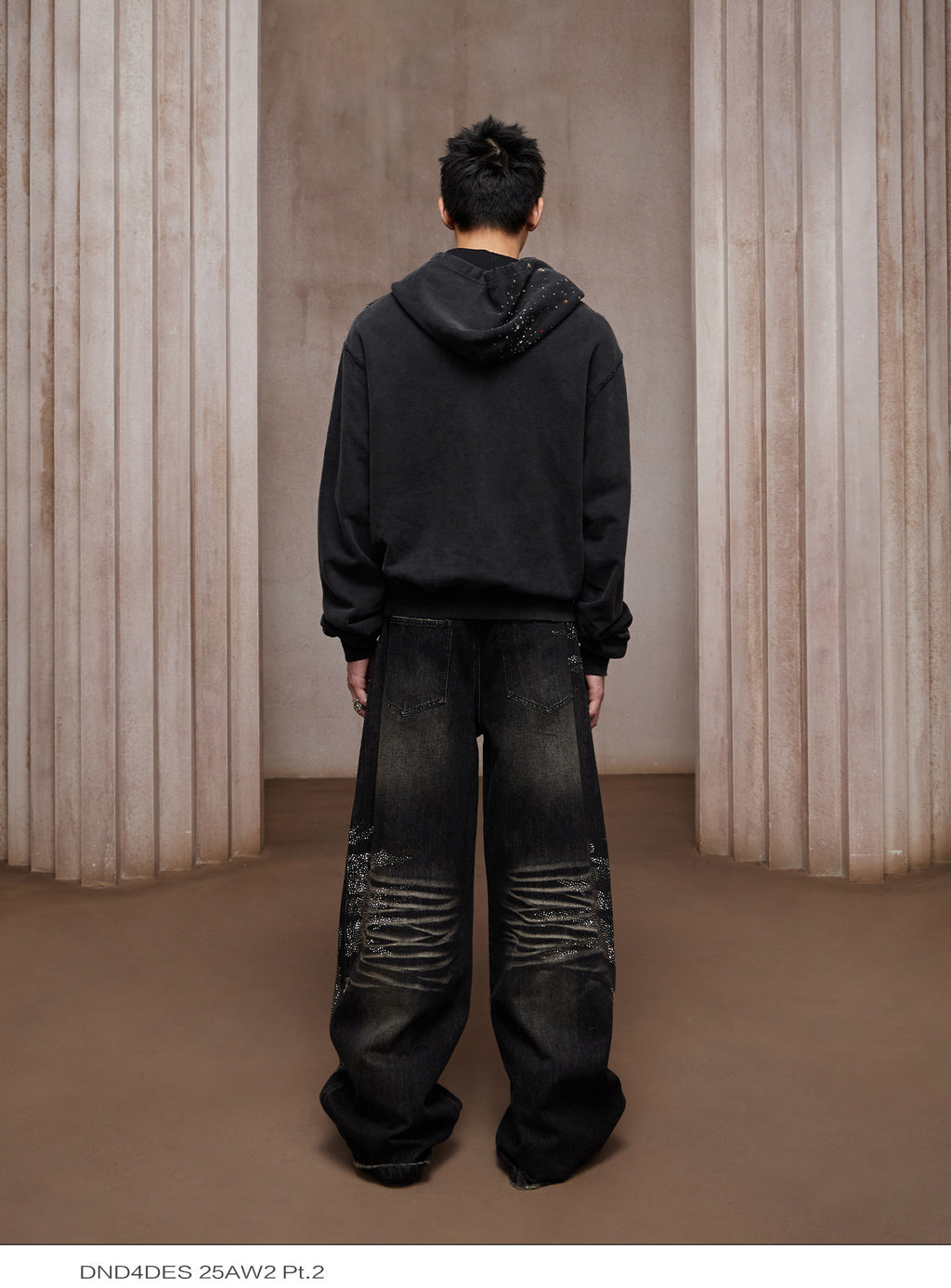 DND4DES 28K Crystal-Studded Dual-Wash A-Line Denim (Black)