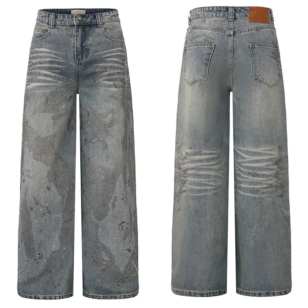 DND4DES 28K Crystal-Studded Dual-Wash A-Line Denim (Blue)