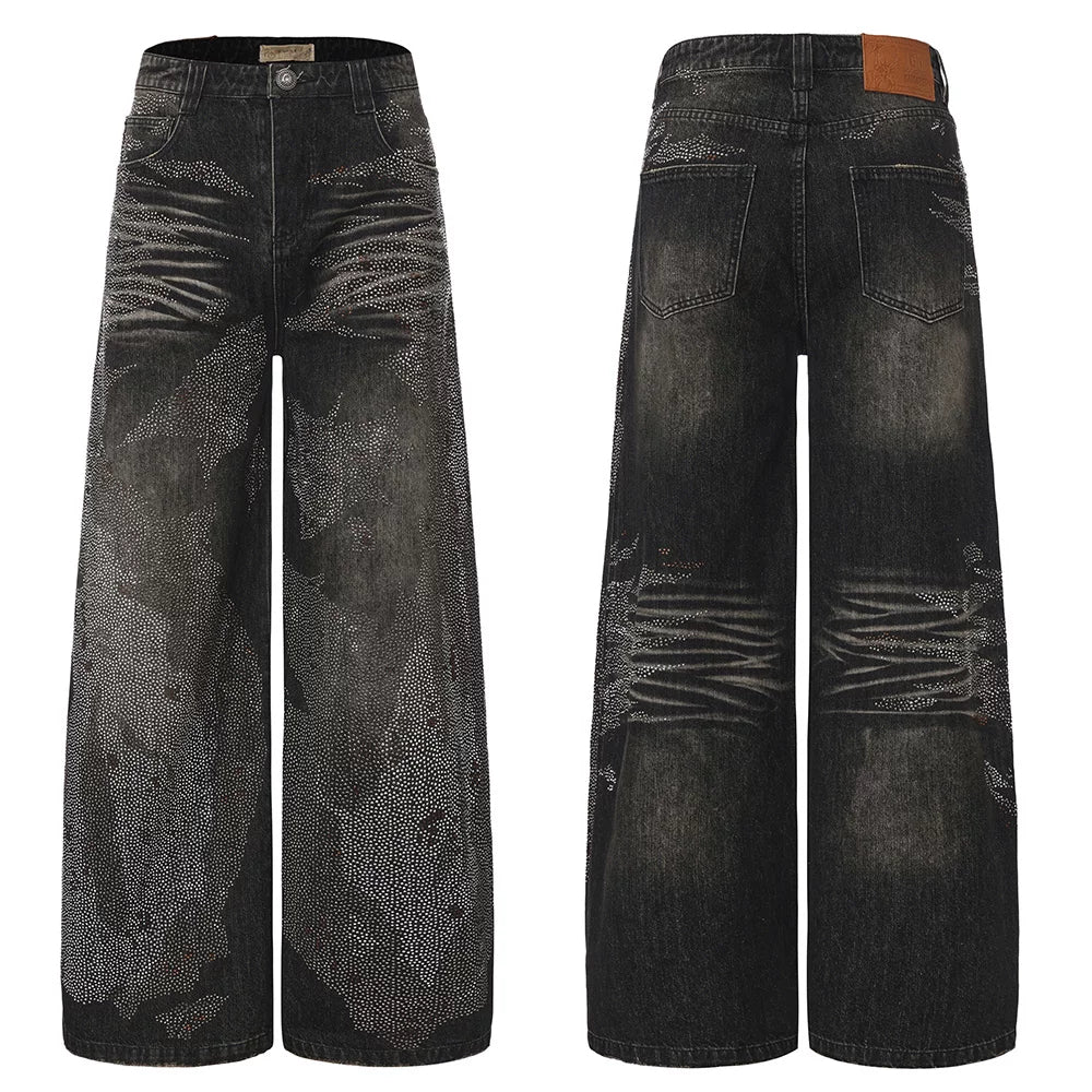 DND4DES 28K Crystal-Studded Dual-Wash A-Line Denim (Black)