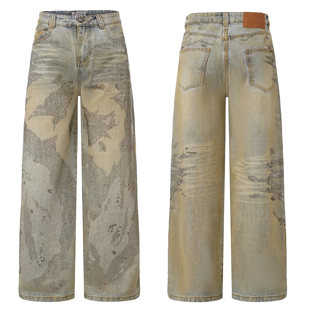DND4DES 28K Crystal-Studded Dual-Wash A-Line Denim (Yellow)
