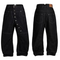 DND4DES Avant-garde Curved Button-Down Raw Denim Curved Jeans