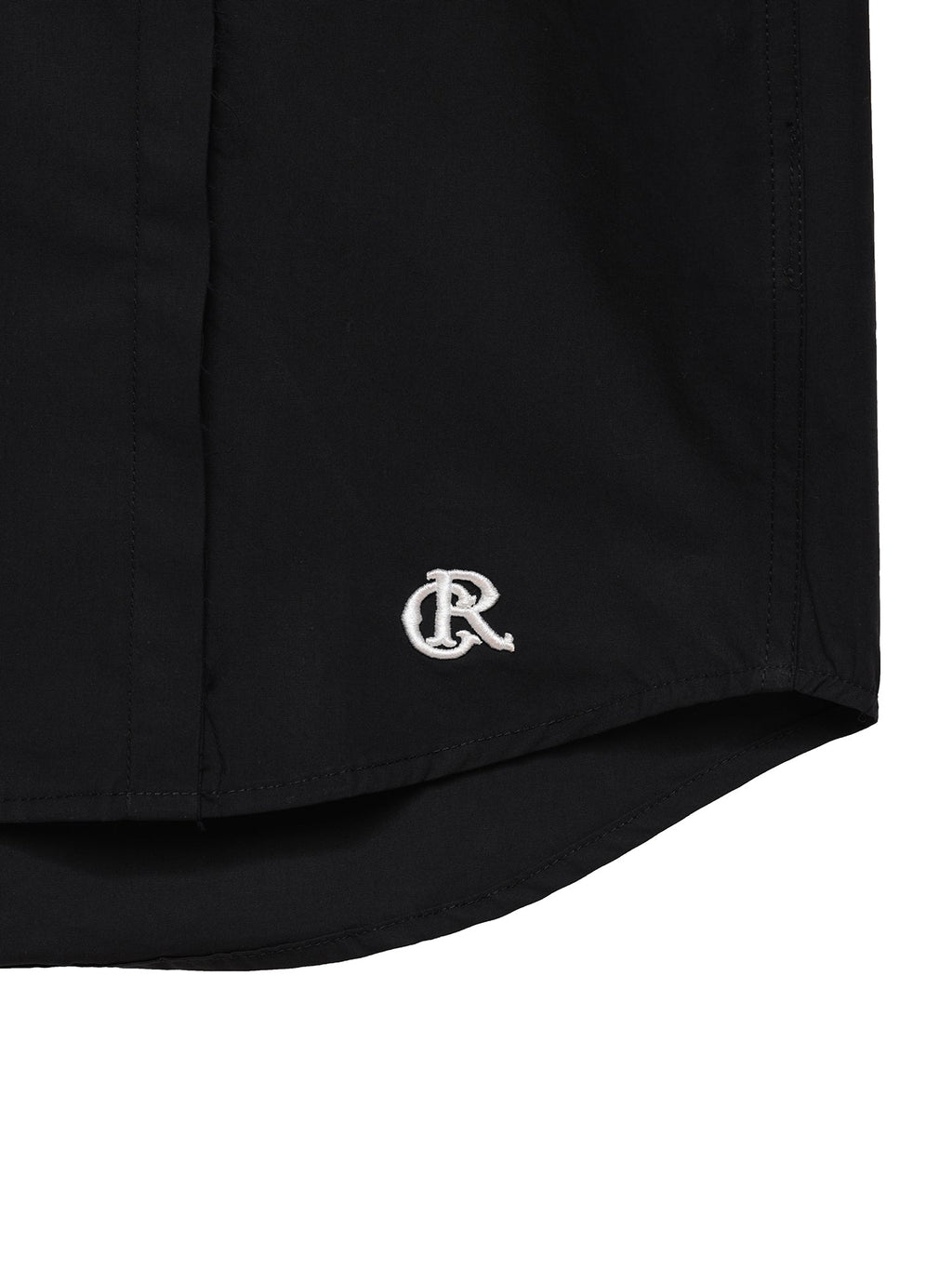 6CRAYON Patchwork Basic Black Cotton Poplin Embroidered Shirt