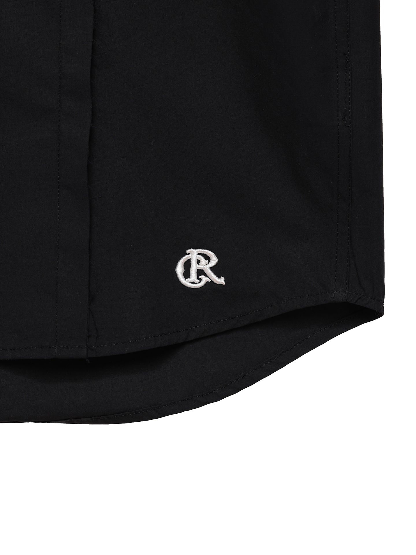 6CRAYON Patchwork Basic Black Cotton Poplin Embroidered Shirt