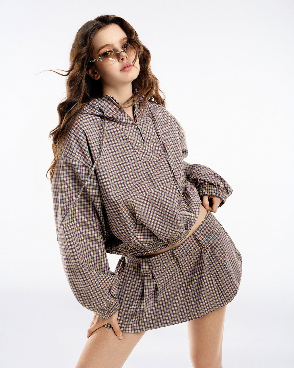 PUSH PUSH Gingham Half-Zip Hoodie