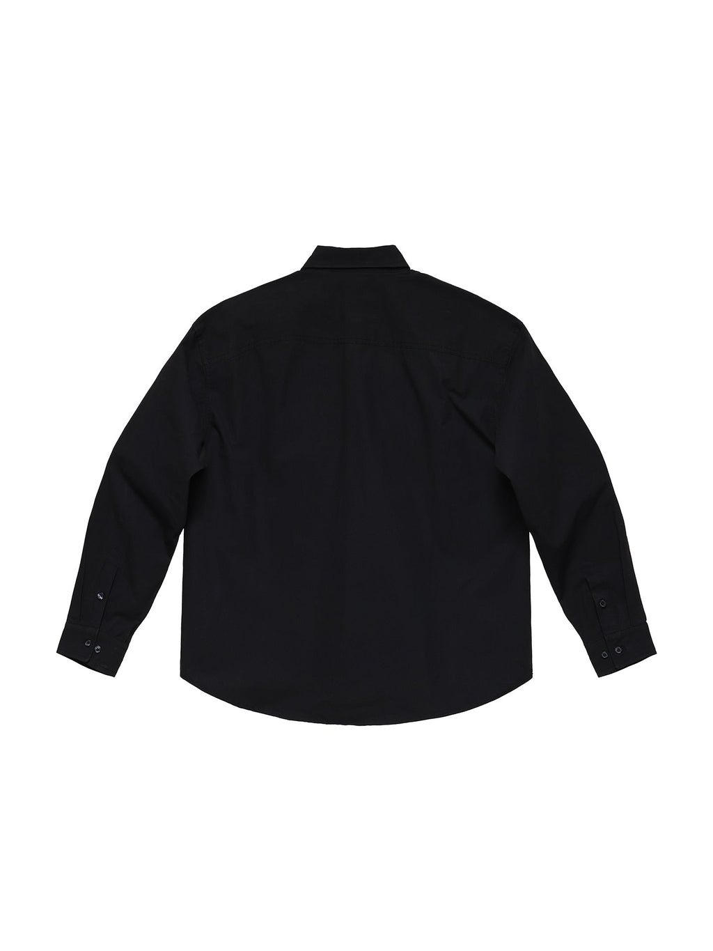 6CRAYON Patchwork Basic Black Cotton Poplin Embroidered Shirt