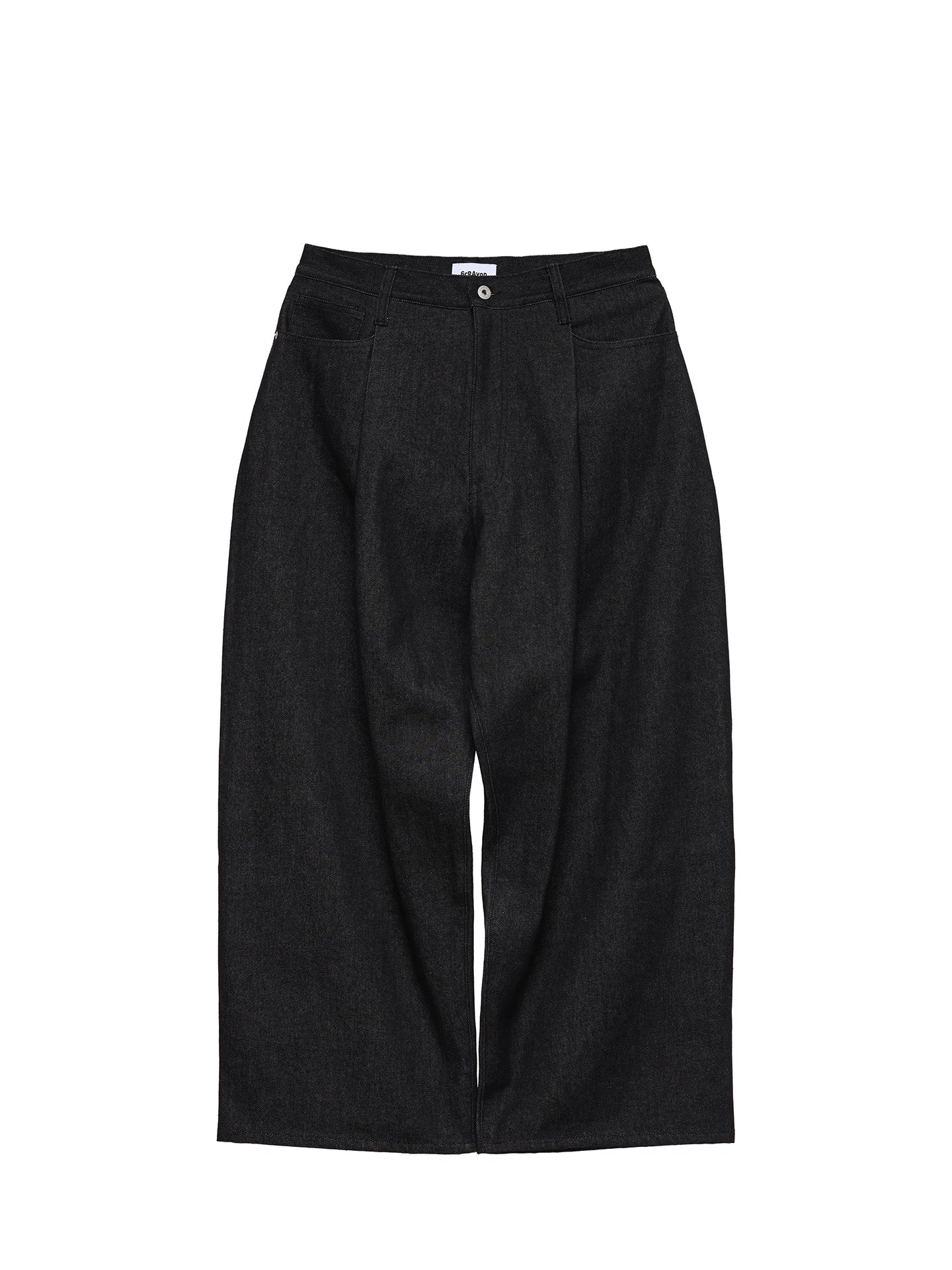 6CRAYON 11.3oz Black Non-Fade Wide-Leg Baggy Denim Pants