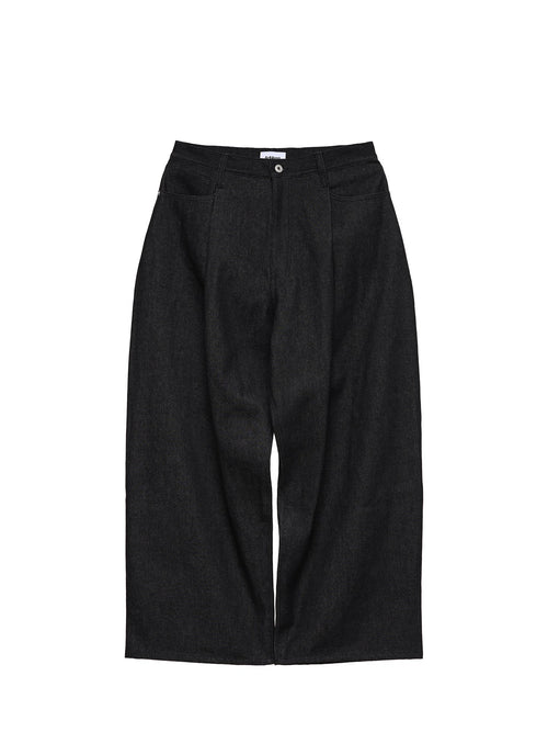 6CRAYON 11.3oz Black Non-Fade Wide-Leg Baggy Denim Pants